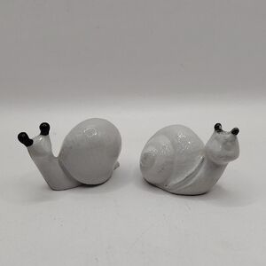 Vintage Set Of 2 Small Porcelain Hand Painted Snail Figurine Trinkets 1.5"